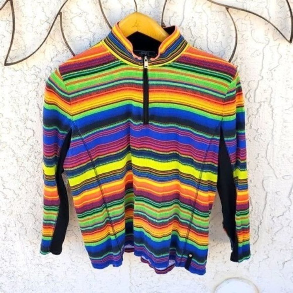 Lauren Active Ralph Lauren‎ L-RL 1/4 Zip Long Slv Kaleidoscope Color Sz 1X Tunic